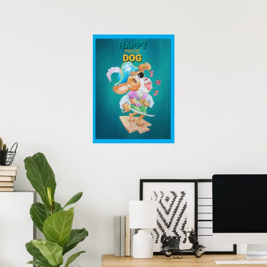 Happy Pirate Dog Poster (Thuiskantoor)