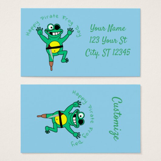 Happy Pirate Frog Day Thunder_Cove Visitekaartje (Voorkant /achterkant)
