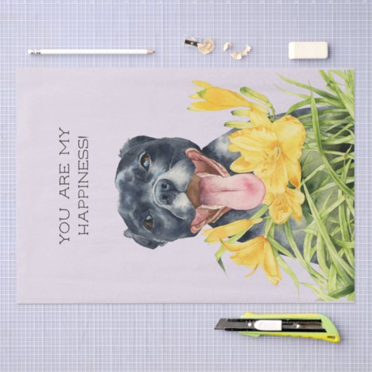 Happy Pit Bull Dog Art Tissuepapier (Craft)