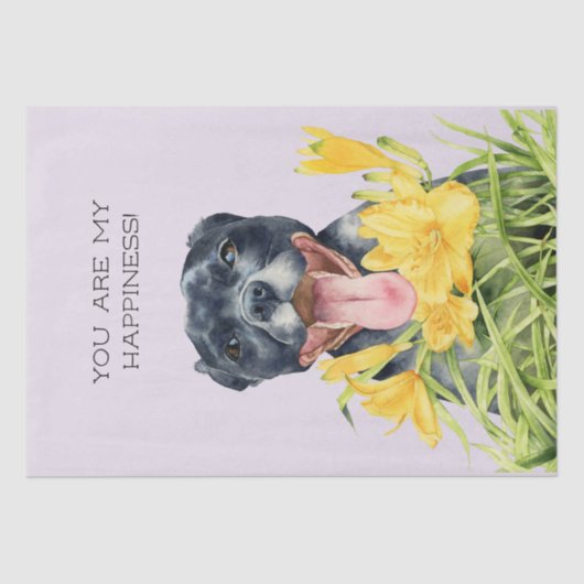 Happy Pit Bull Dog Art Tissuepapier (Voorkant)