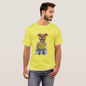 Happy Pit Bull Dog in een regenjas Waterverf T-shirt (Voorkant volledig)