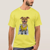 Happy Pit Bull Dog in een regenjas Waterverf T-shirt (Voorkant)