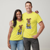 Happy Pit Bull Dog in een regenjas Waterverf