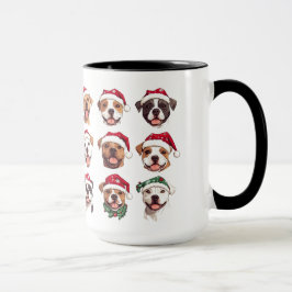 Happy Pit Bull Dogs in de Petten van Kerstmis Mok