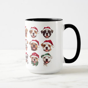 Happy Pit Bull Dogs in de Petten van Kerstmis Mok