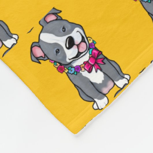 Happy Pit Bull Fleece Deken (Hoek)
