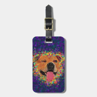 Happy Pit Bull Pop Art Bagagelabel