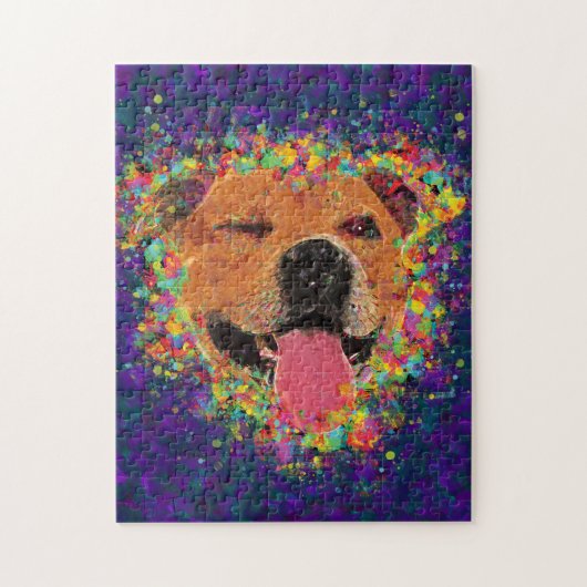 Happy Pit Bull Pop Art Legpuzzel (Verticaal)
