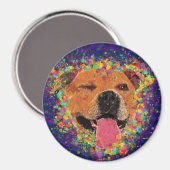 Happy Pit Bull Pop Art Magneet (Voorkant / Achterkant)