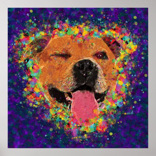 Happy Pit Bull Pop Art Poster (Voorkant)
