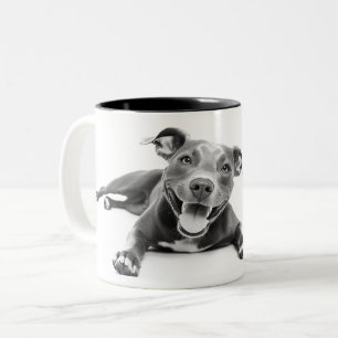 Happy Pitbull hond Tweekleurige Koffiemok