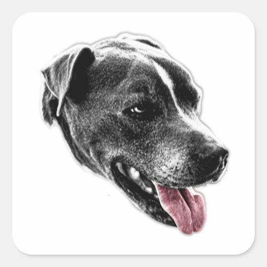 Happy Pitbull Mix Red Tongue Art Sticker (Voorkant)