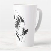 Happy Pitbull Mix Zwart en Wit Portret Mok (Rechterhoek)