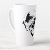 Happy Pitbull Mix Zwart en Wit Portret Mok (Linkerhoek)