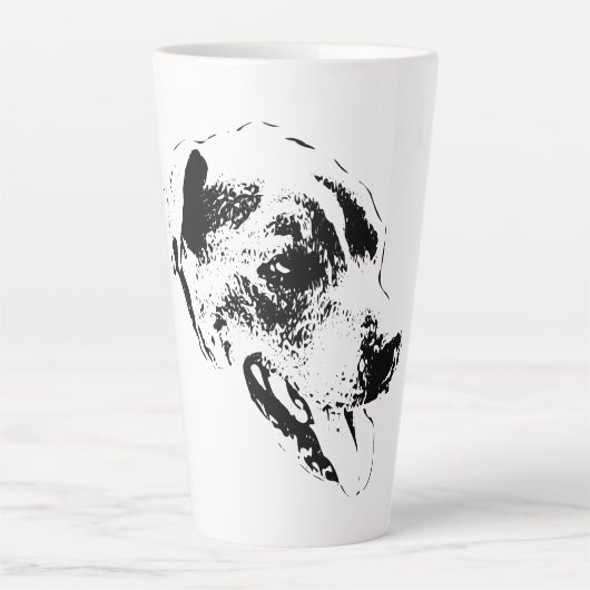 Happy Pitbull Mix Zwart en Wit Portret Mok (Voorkant)