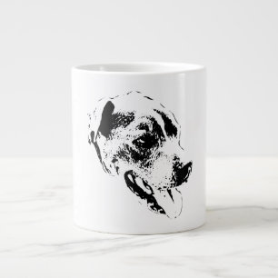 Happy Pitbull Mix Zwart en Wit Portret Mok