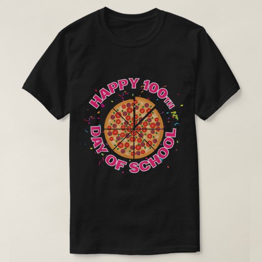 Happy Pizza 100e Dag van School Funny pizza minnaa T-shirt (Design voorkant)