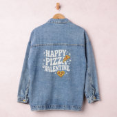 Happy Pizza Valentine Funny Pizza Love Design Denim Jacket (Hangar)