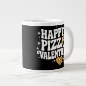 Happy Pizza Valentine Funny Pizza Love Design Grote Koffiekop (Voorkant rechts)