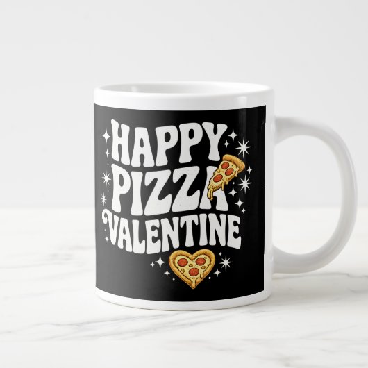 Happy Pizza Valentine Funny Pizza Love Design Grote Koffiekop (Rechts)