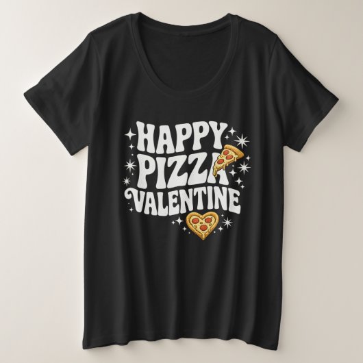 Happy Pizza Valentine Funny Pizza Love Design Grote Maat T-shirt (Design voorkant)