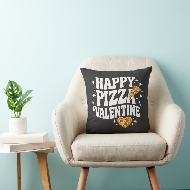 Happy Pizza Valentine Funny Pizza Love Design Kussen (Stoel)