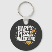 Happy Pizza Valentine Funny Pizza Love Design Sleutelhanger (Voorkant)