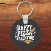 Happy Pizza Valentine Funny Pizza Love Design Sleutelhanger (Voorkant)