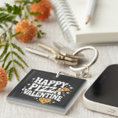 Happy Pizza Valentine Funny Pizza Love Design Sleutelhanger (Voorkant Rechts)