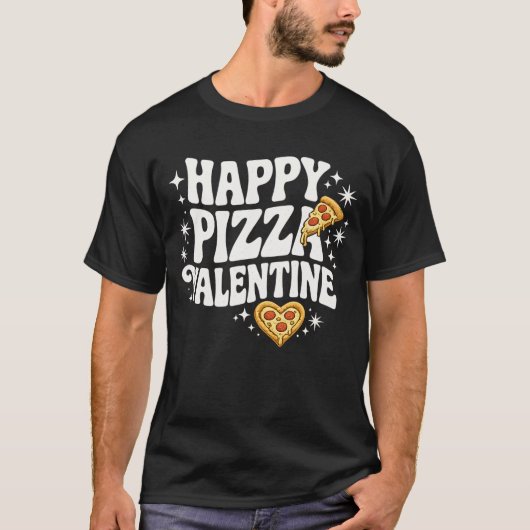 Happy Pizza Valentine Funny Pizza Love Design T-shirt (Voorkant)