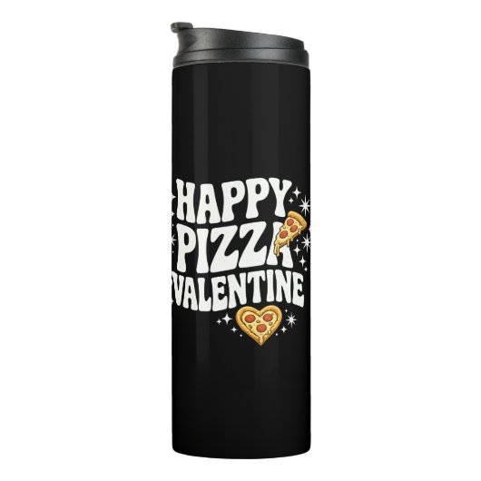Happy Pizza Valentine Funny Pizza Love Design Thermosbeker (Geroteerd rechts)