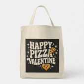 Happy Pizza Valentine Funny Pizza Love Design Tote Bag (Achterkant)