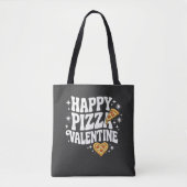 Happy Pizza Valentine Funny Pizza Love Design Tote Bag (Voorkant)