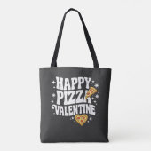 Happy Pizza Valentine Funny Pizza Love Design Tote Bag (Achterkant)