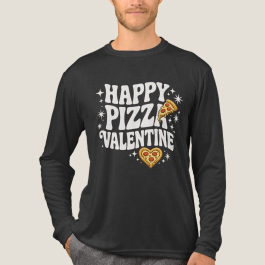 Happy Pizza Valentine Funny Pizza Love Design Tri-Blend Shirt (Voorkant volledig)