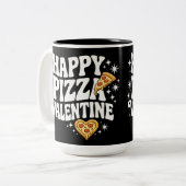 Happy Pizza Valentine Funny Pizza Love Design Tweekleurige Koffiemok (Voorkant links)