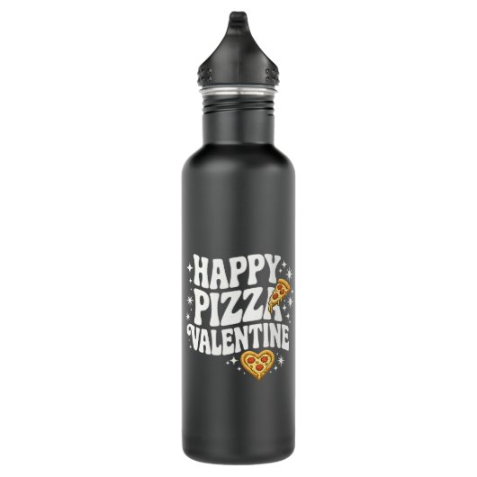 Happy Pizza Valentine Funny Pizza Love Design Waterfles (Rechts)