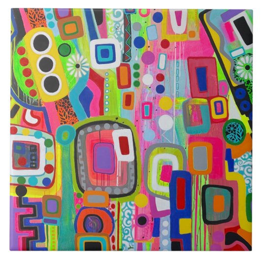 Happy Place 6 x 6 keramische Tegel Tegeltje (Voorkant)