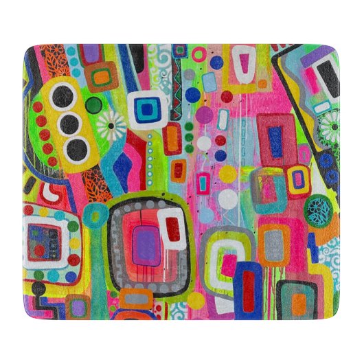 Happy Place 6 x 7 Deco glazen snijplank (Voorkant)