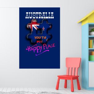 Happy Place Australian 3D Hashtag-vlaggenkleuren Poster