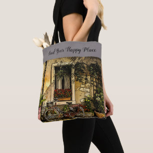 Happy Place, fiets, Tote Bag