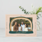 Happy Place Modern Snow Wereldbol - Kerstfoto Feestdagenkaart (Staand voorkant)