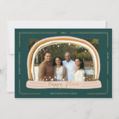 Happy Place Modern Snow Wereldbol - Kerstfoto Feestdagenkaart (Voorkant)