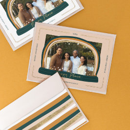 Happy Place Modern Snow Wereldbol - Kerstfoto Feestdagenkaart