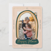 Happy Place Modern Snow Wereldbol - Kerstfoto Feestdagenkaart (Voorkant)