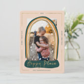 Happy Place Modern Snow Wereldbol - Kerstfoto Feestdagenkaart (Staand voorkant)