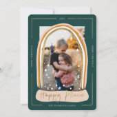 Happy Place Modern Snow Wereldbol - Kerstfoto Feestdagenkaart (Voorkant)