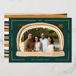 Happy Place Modern Snow Wereldbol - Kerstfoto Folie Feestdagenkaart