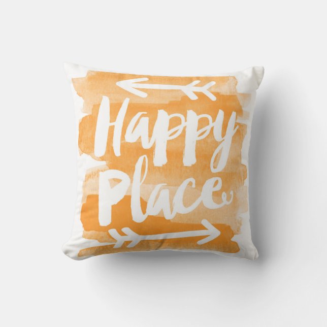 Happy Place - Oranje piloot Kussen (Voorkant)