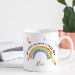 Happy Place Rainbow en kleurrijke harten Koffiemok<br><div class="desc">Kleurrijke mok met regenboog en liefdesharten die je kunt personaliseren voor je vriend,  familielid of leraar bijvoorbeeld. Een fraai en vrolijk design met "u maakt van mijn wereld een gelukkige plek" in handgeschreven stijl typografie en elegant script.</div>
